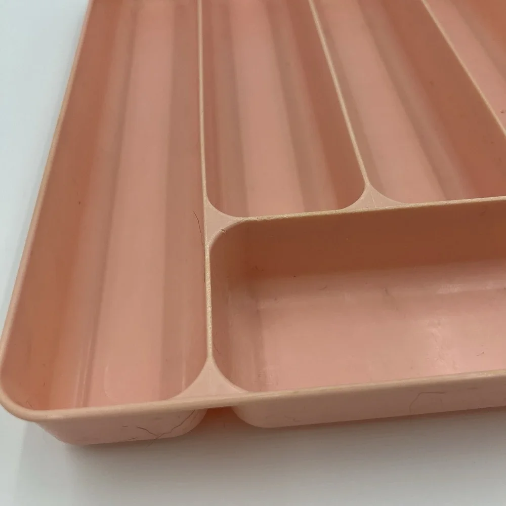 Vintage Lustro-ware Plastic Cutlery 5 drawer‎ Kitchen organizer dusty Pink Retro